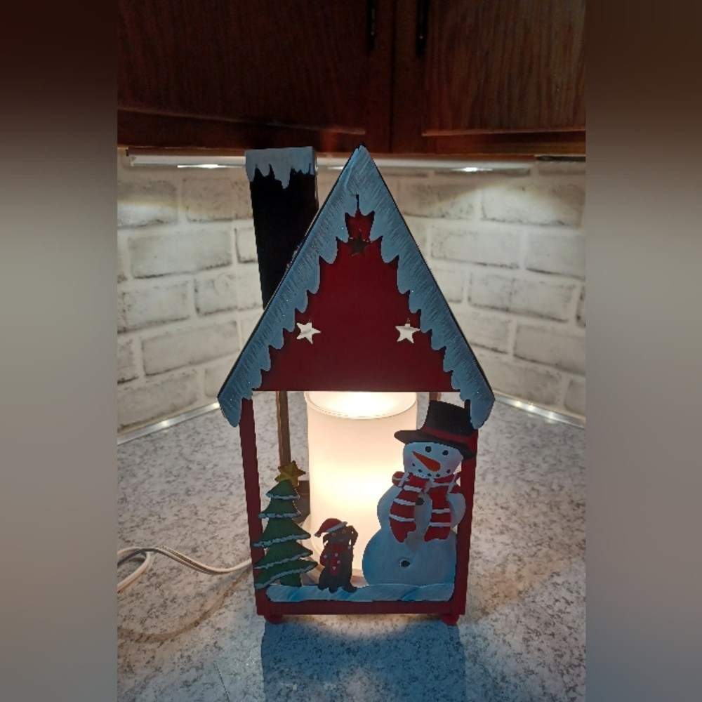 Pink Zebra Winter Day Lantern simmer pot Accent Shade Snowman Christmas